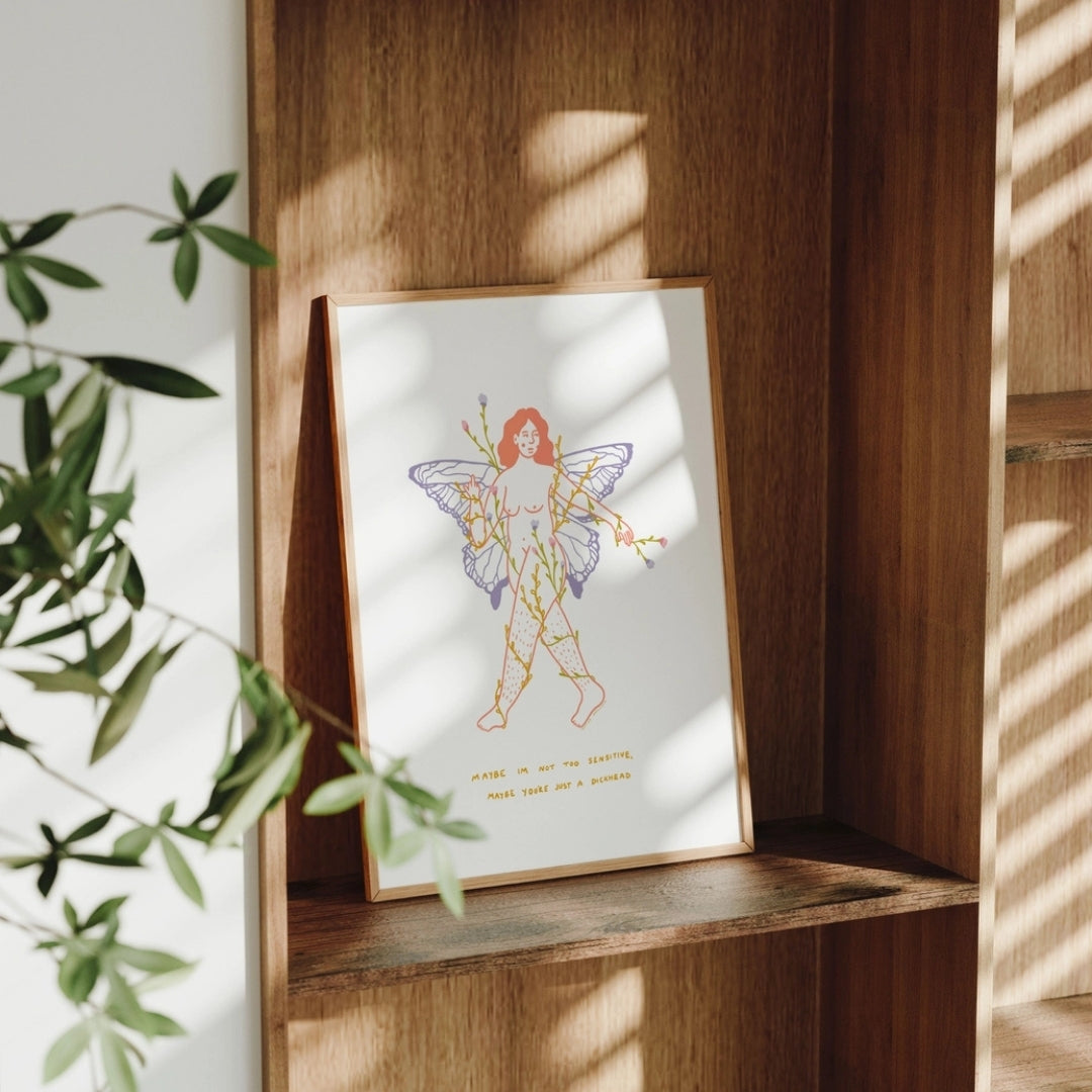 Illustration "sassy butterfly girl floral feminine"